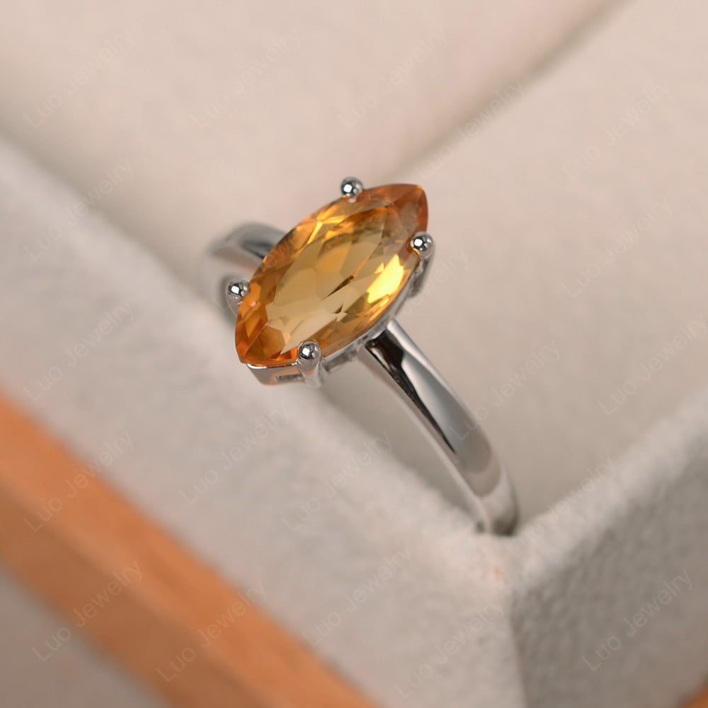 Marquise Cut Citrine Solitaire Ring Rose Gold - LUO Jewelry