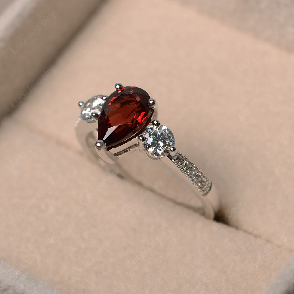 Pear Shaped Garnet Engagement Rings - LUO Jewelry