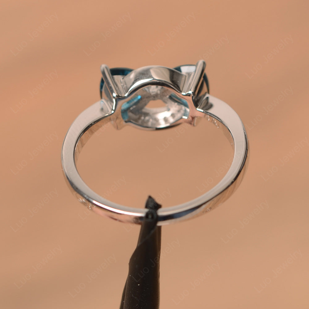 Trillion Cut London Blue Topaz Ring 2 Stone Mothers Ring - LUO Jewelry