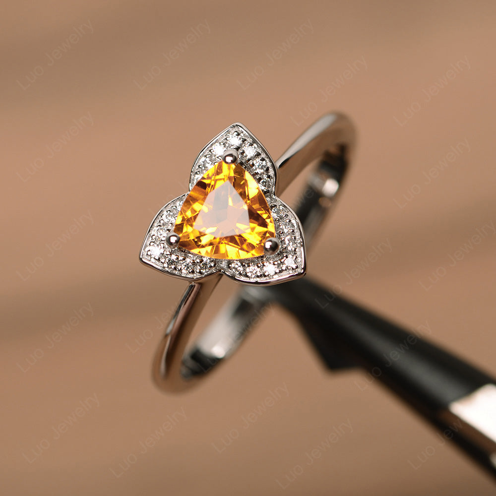 Trillion Cut Citrine Flower Wedding Ring - LUO Jewelry