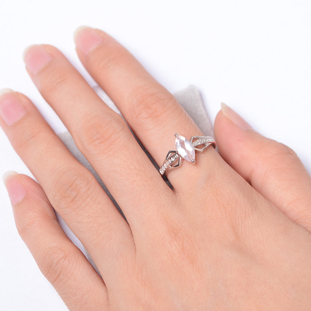 Marquise Rose Quartz Engagement Ring - LUO Jewelry