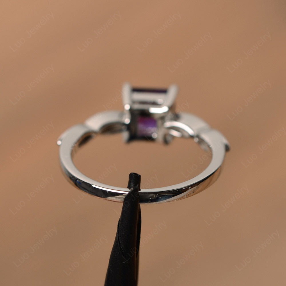 Princess Cut Amethyst Ring White Gold - LUO Jewelry