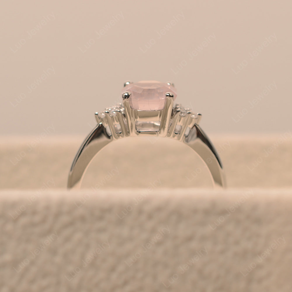 Octagon Cut Rose Quartz Engagement Ring Gold - LUO Jewelry