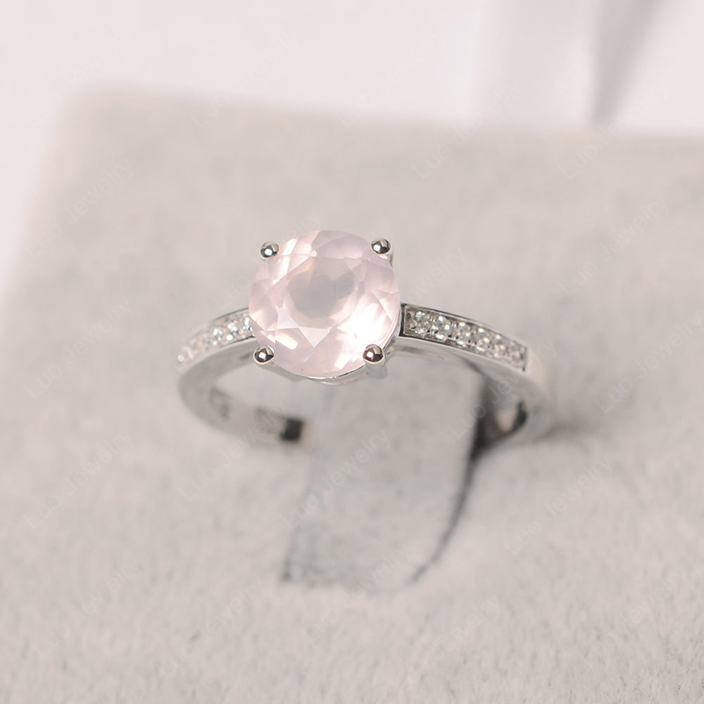 Round Cut Rose Quartz Ring Yellow Gold - LUO Jewelry