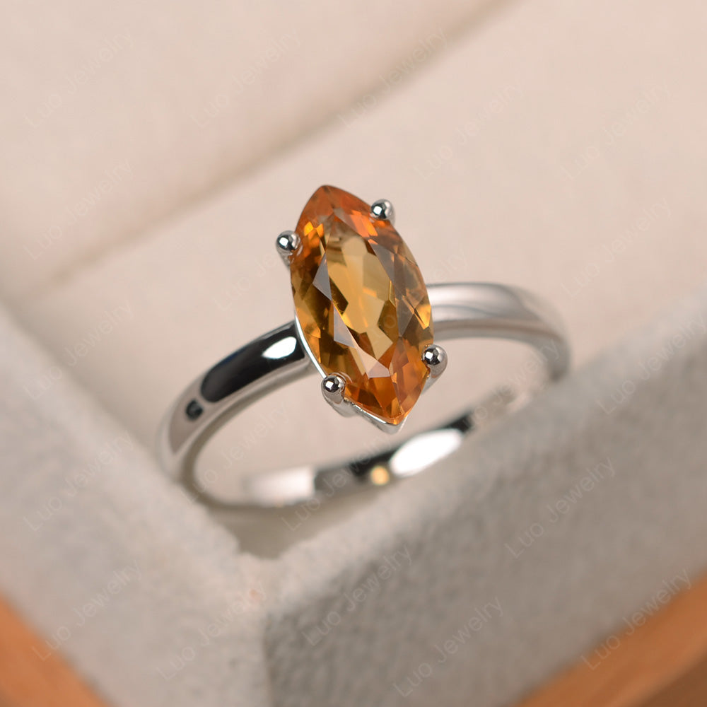 Marquise Cut Citrine Solitaire Ring Rose Gold - LUO Jewelry