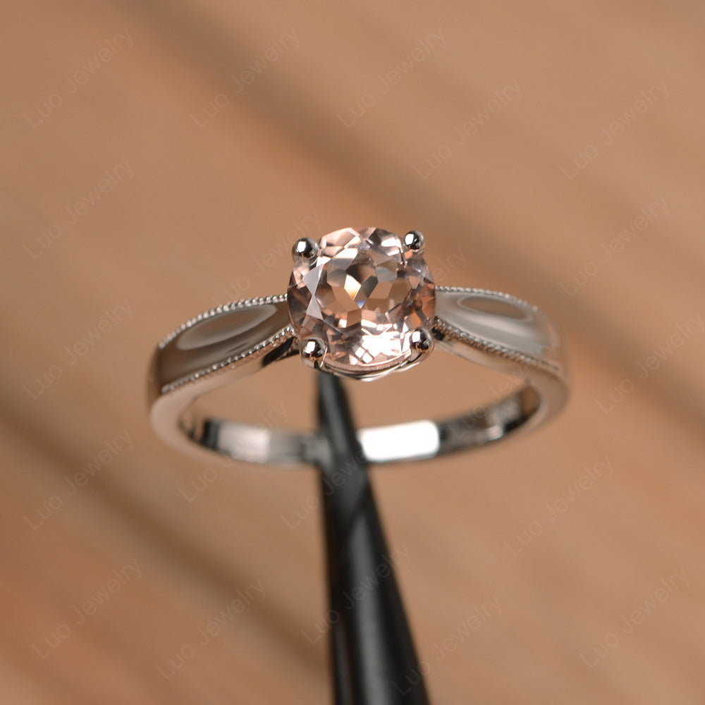 Morganite Ring Solitaire Engagement Ring - LUO Jewelry