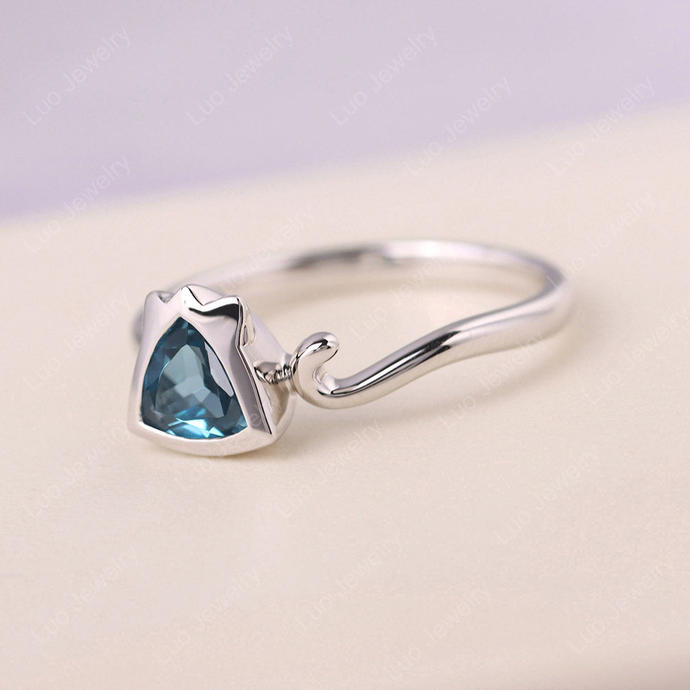 London Blue Topaz Cat Inspired Ring