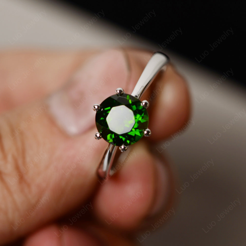 Six Prong Diopside Solitaire Ring For Women - LUO Jewelry