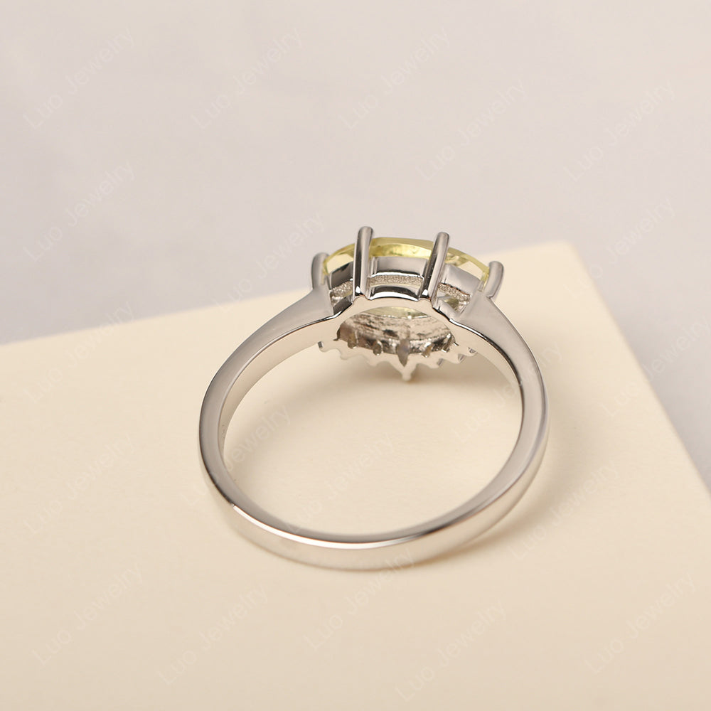 Horizontal Marquise Lemon Quartz Ring White Gold - LUO Jewelry