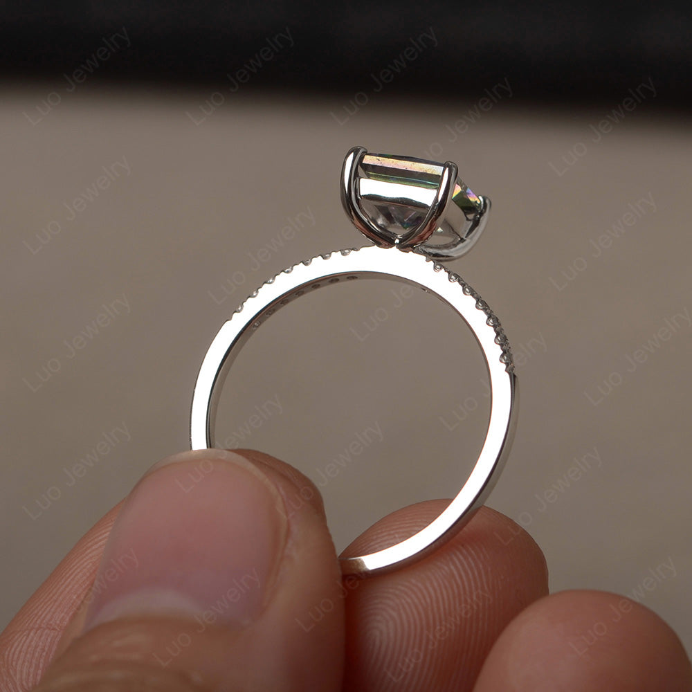 Princess Cut Mystic Topaz Ring With Thin Band - LUO Jewelry