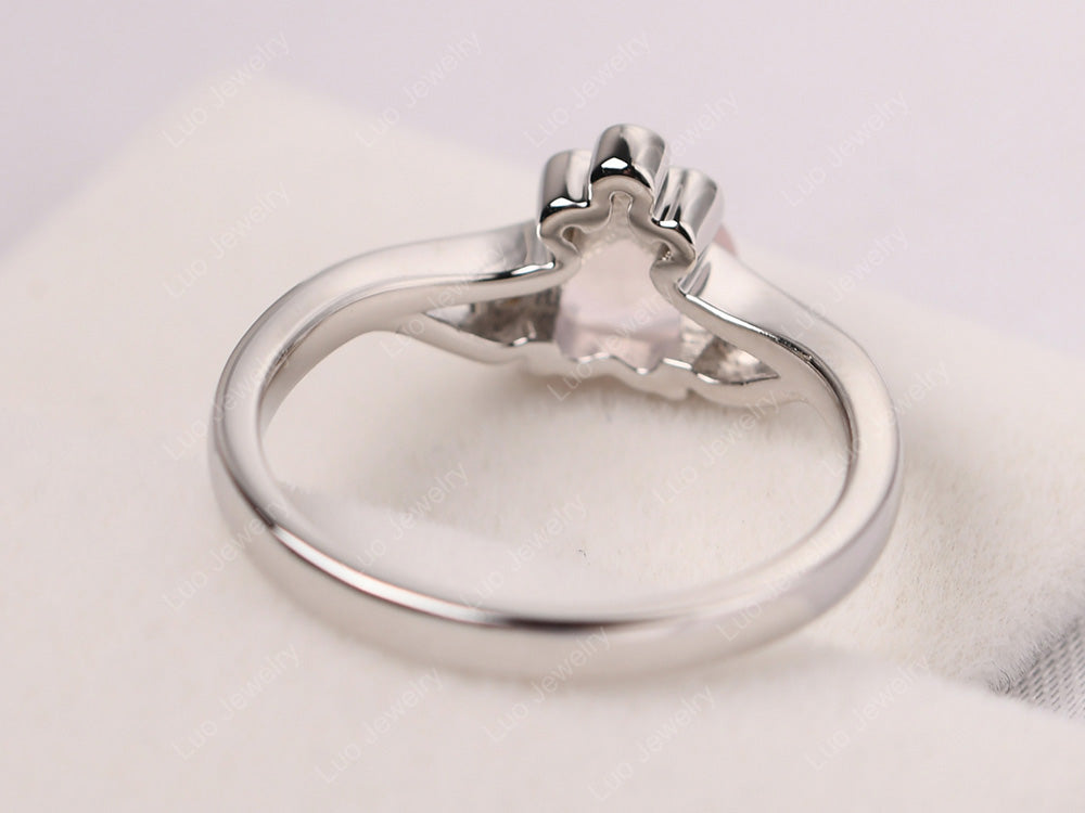 Rose Quartz Scroll Engagement Ring - LUO Jewelry