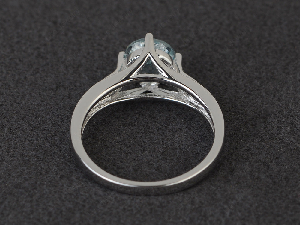 Vintage Round Cut Aquamarine Ring Sterling Silver - LUO Jewelry