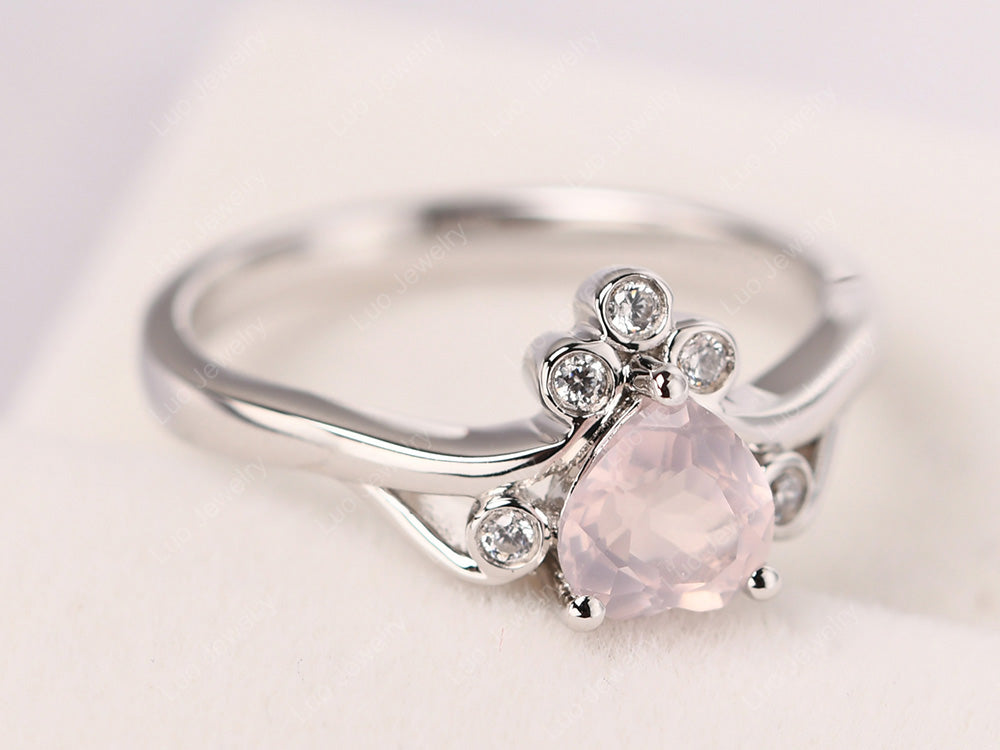Rose Quartz Scroll Engagement Ring - LUO Jewelry