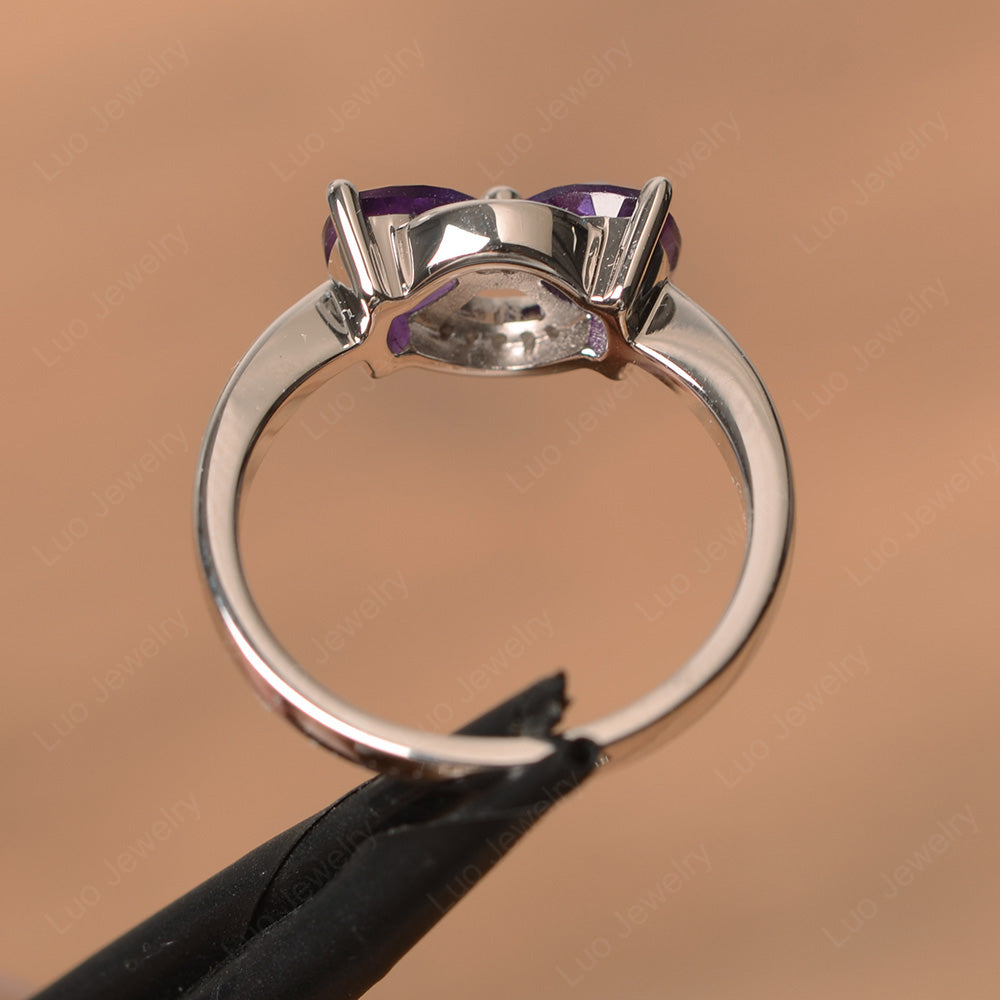 Trillion Cut Amethyst Ring 2 Stone Mothers Ring - LUO Jewelry
