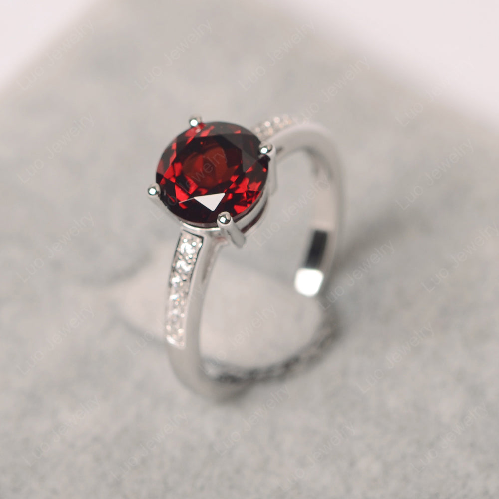 Round Cut Garnet Ring Yellow Gold - LUO Jewelry