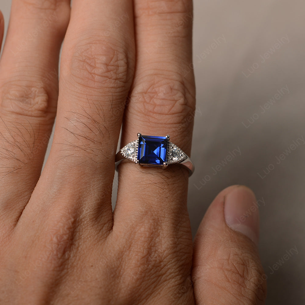 Lab Sapphire Engagement Ring Square Cut - LUO Jewelry