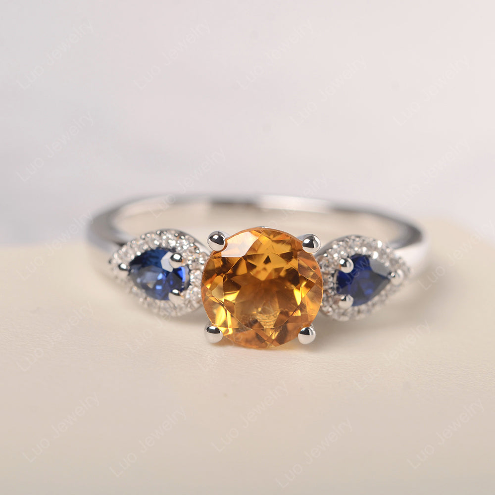 Euro Shank Citrine and Sapphire Ring LUO