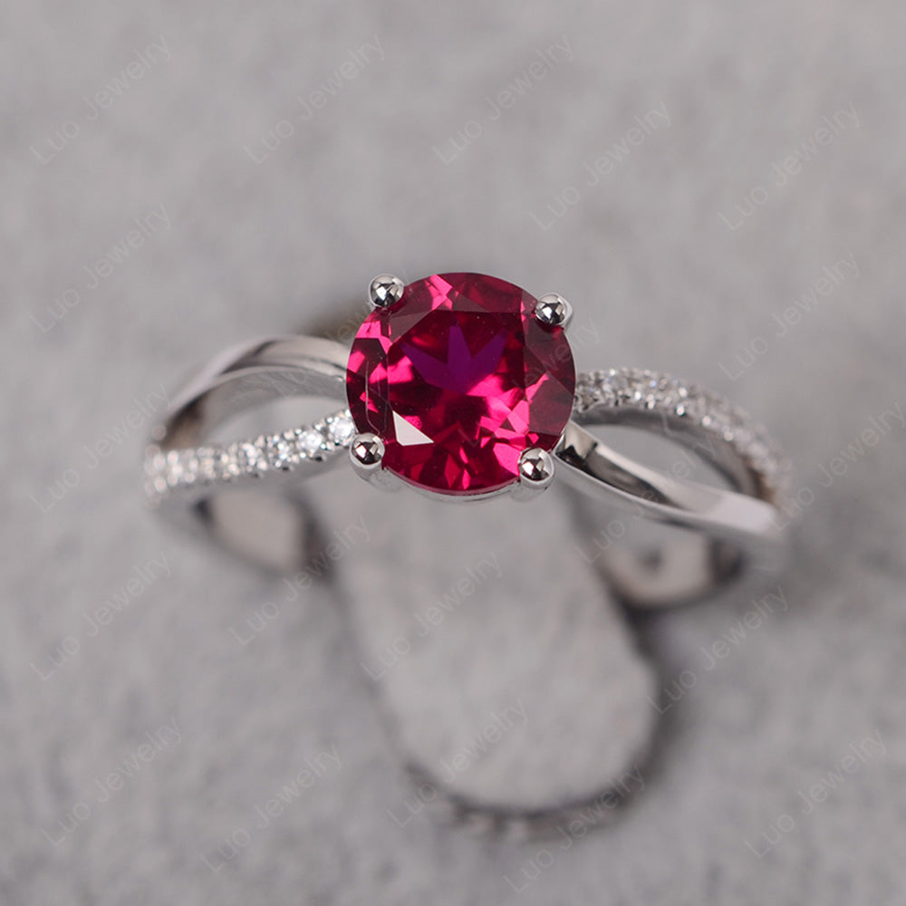 Ruby Ring Split Shank Engagement Ring | LUO
