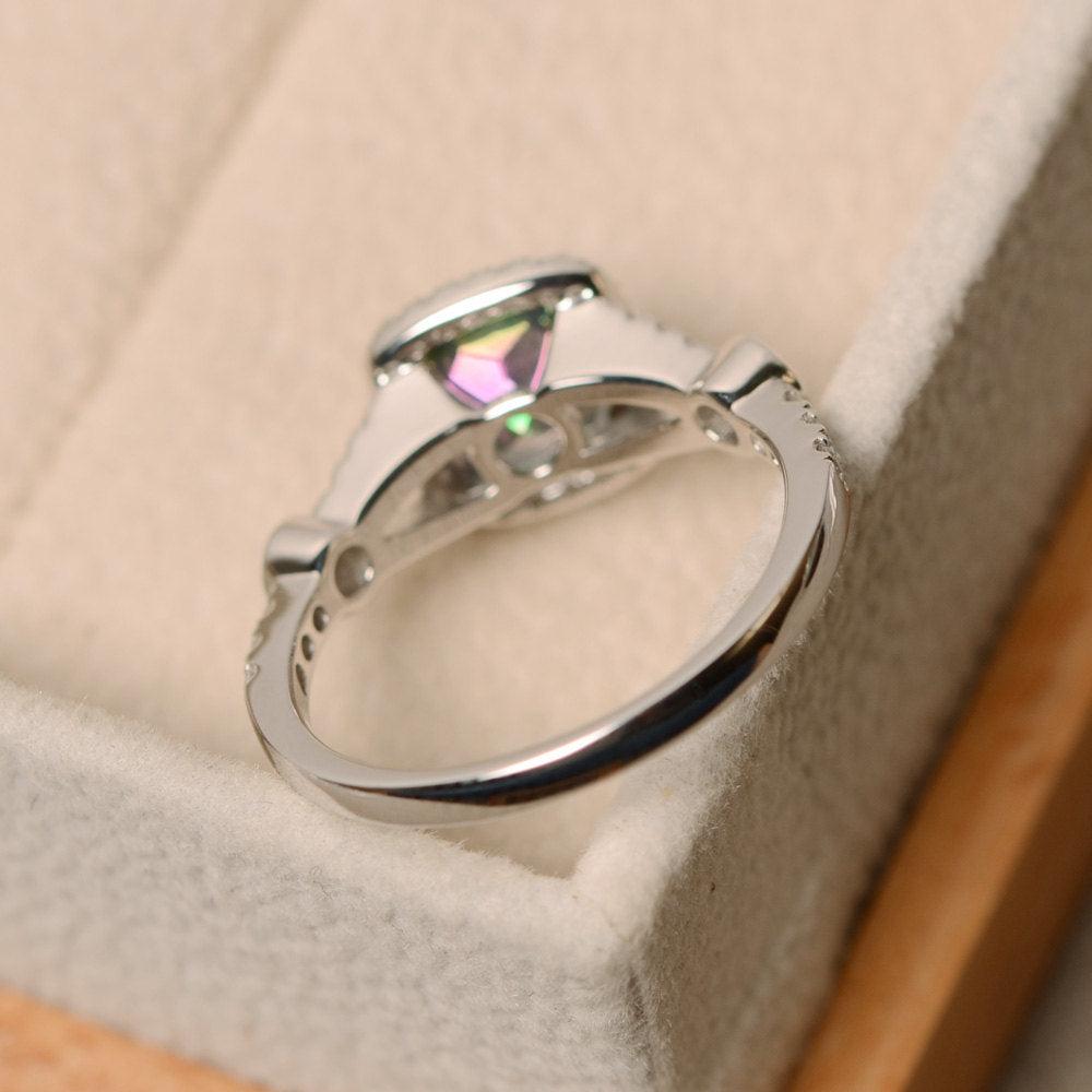 Cushion Cut Art Deco Mystic Topaz Wedding Ring - LUO Jewelry