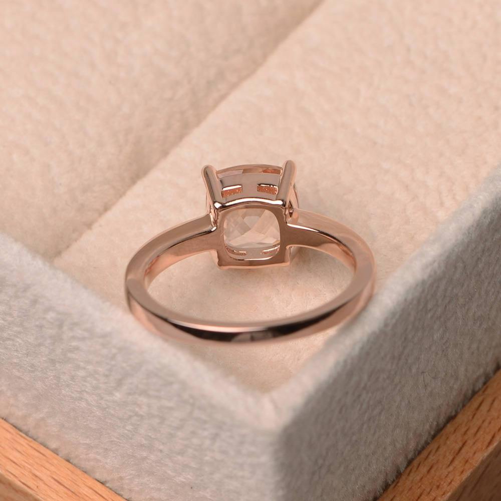 Cushion Cut Morganite Solitaire Ring Rose Gold - LUO Jewelry