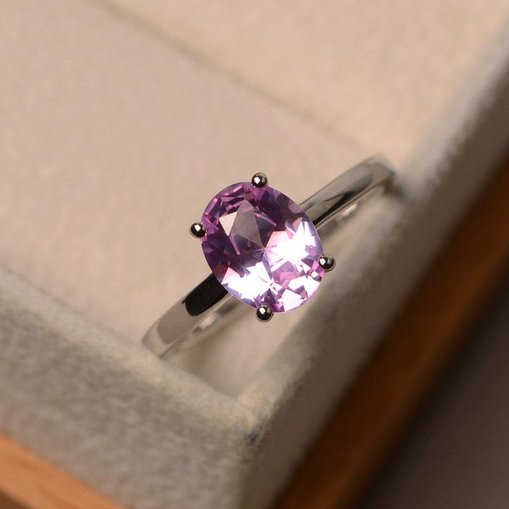 Oval Pink Sapphire Solitaire Engagement Ring - LUO Jewelry