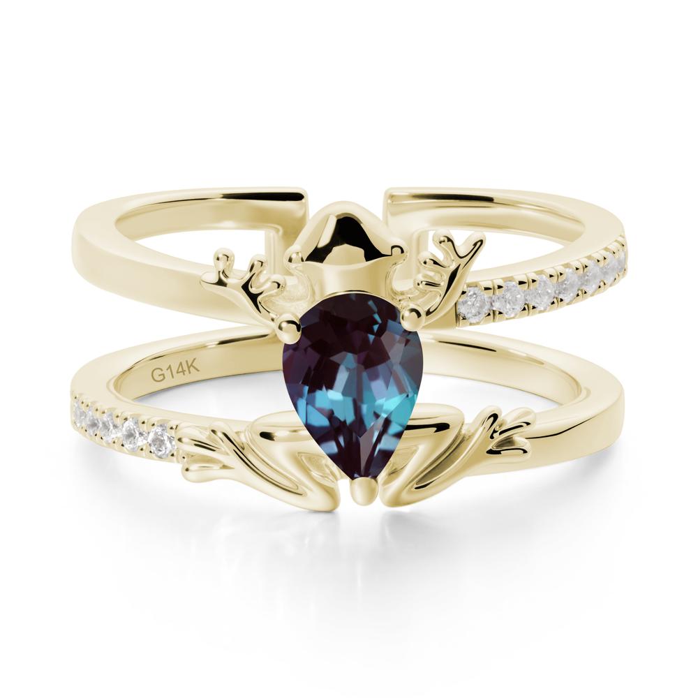 Pear Shaped Alexandrite Frog Open Ring - LUO Jewelry #metal_14k yellow gold