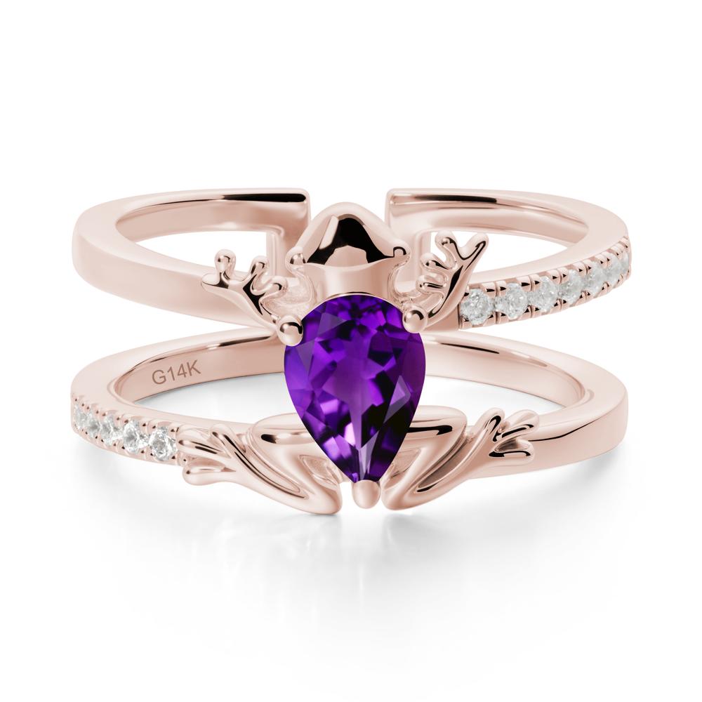 Amethyst Frog Double Band Ring - LUO Jewelry #metal_14k rose gold