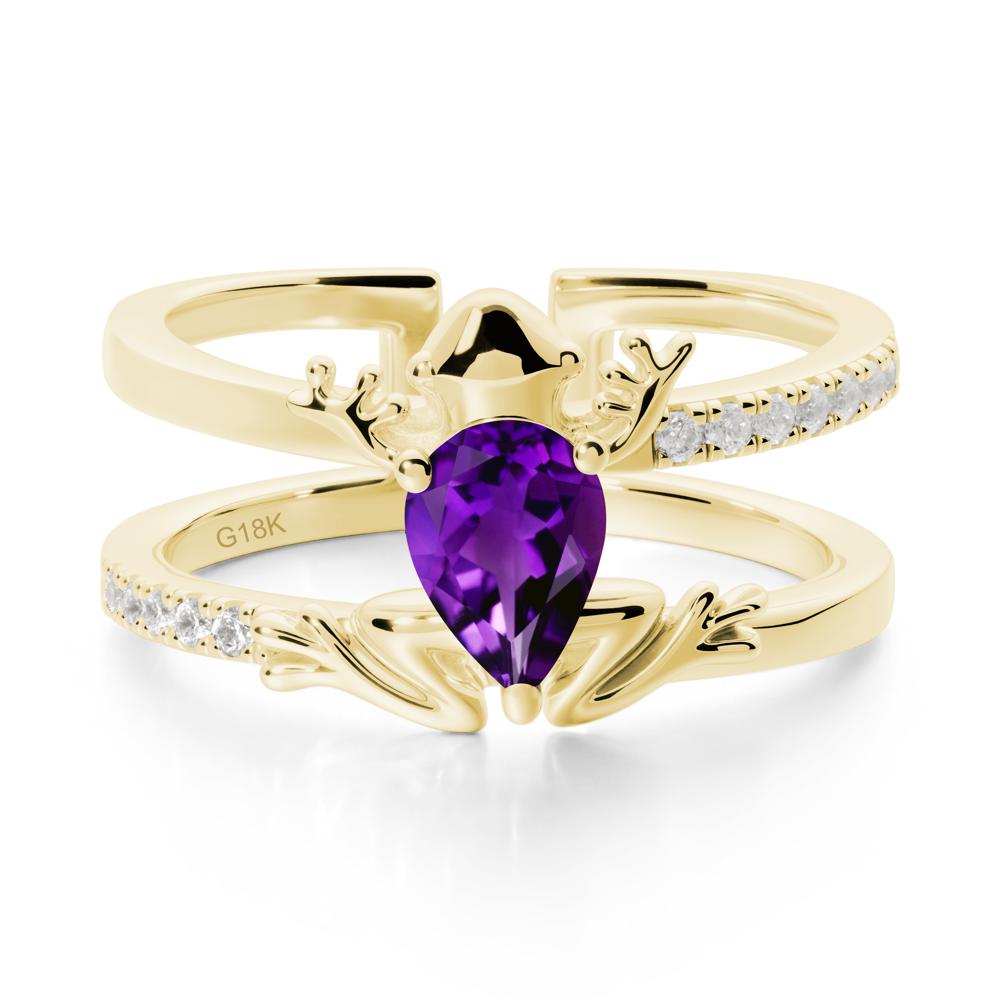 Amethyst Frog Double Band Ring - LUO Jewelry #metal_18k yellow gold