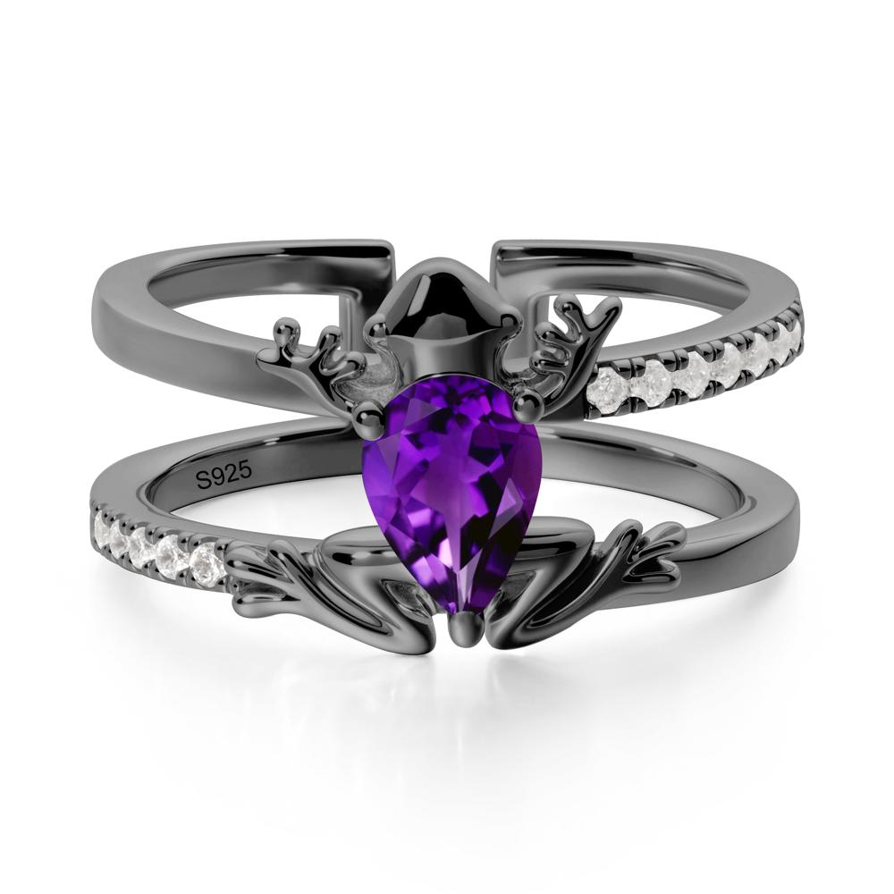 Amethyst Frog Double Band Ring - LUO Jewelry #metal_black finish sterling silver