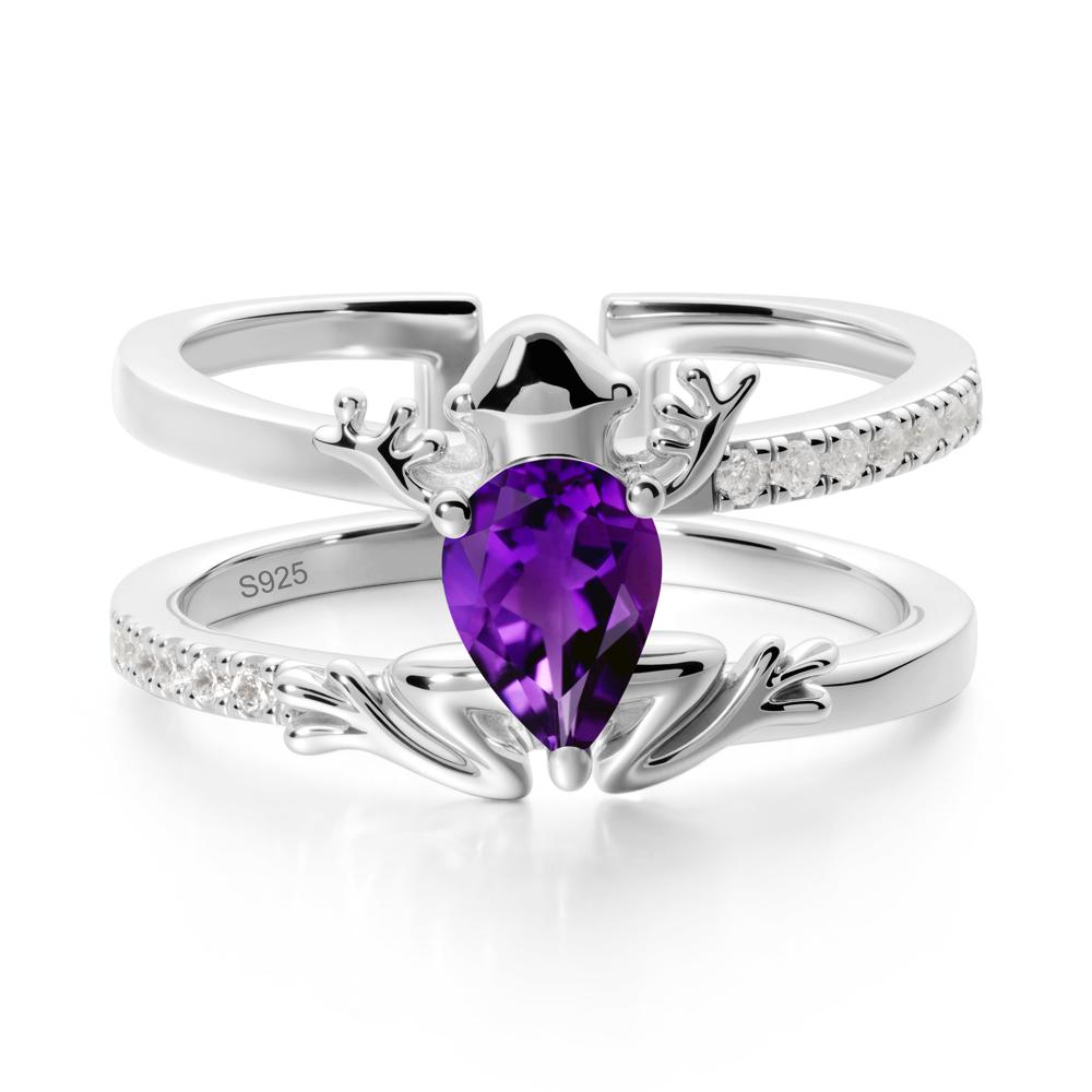 Amethyst Frog Double Band Ring - LUO Jewelry #metal_sterling silver
