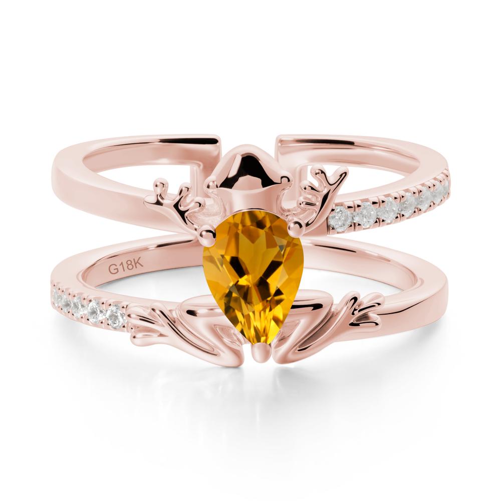 Citrine Frog Double Band Ring - LUO Jewelry #metal_18k rose gold