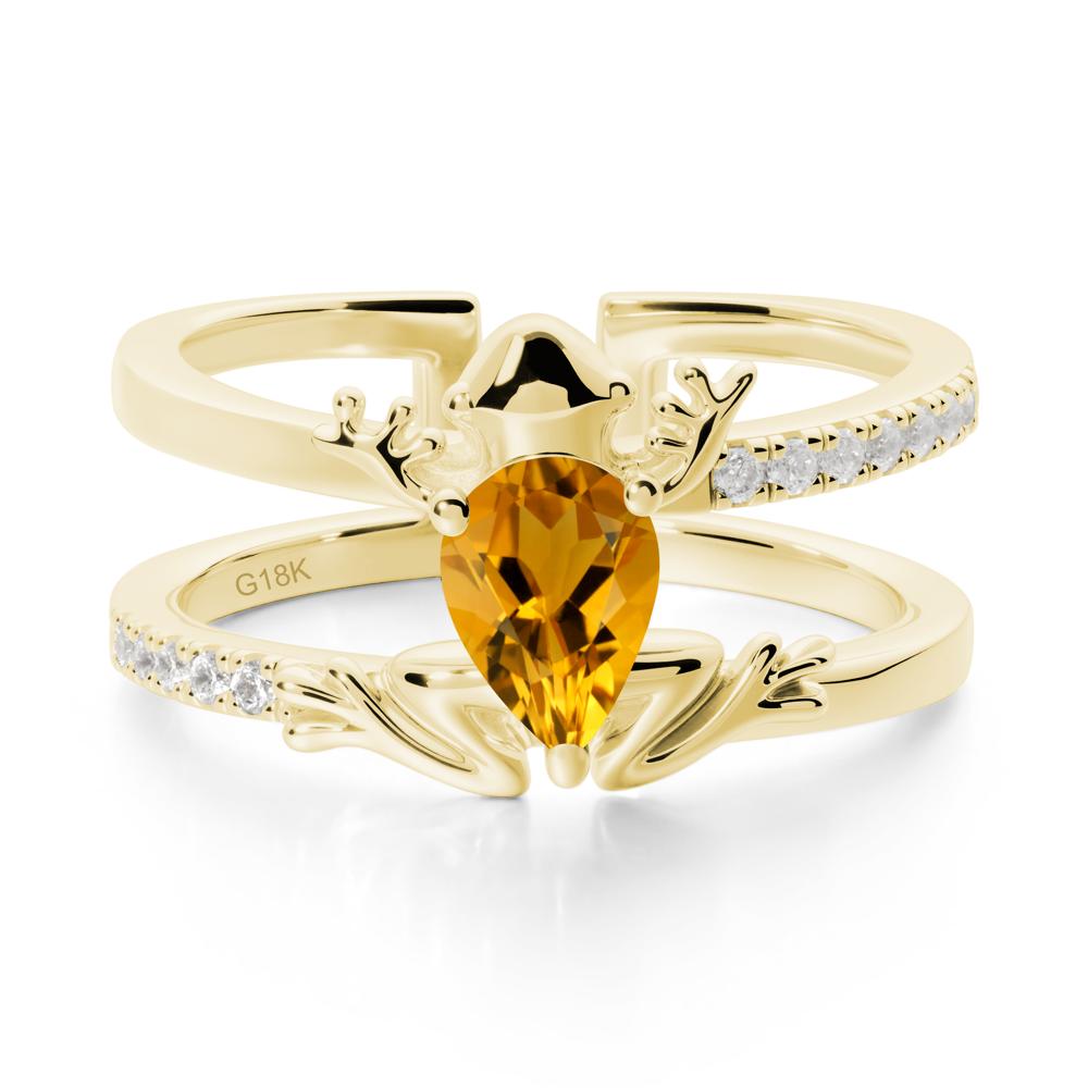 Citrine Frog Double Band Ring - LUO Jewelry #metal_18k yellow gold