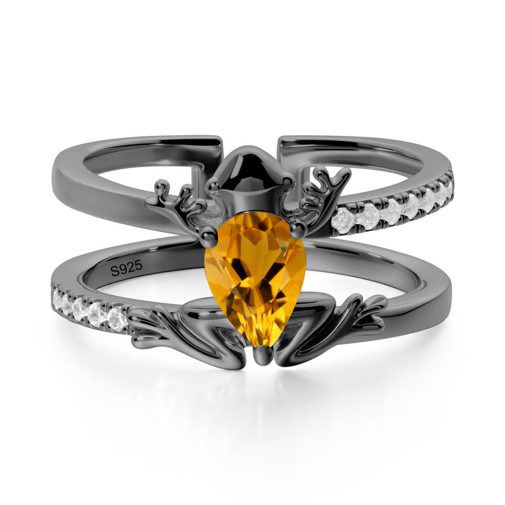Citrine Frog Double Band Ring - LUO Jewelry #metal_black finish sterling silver