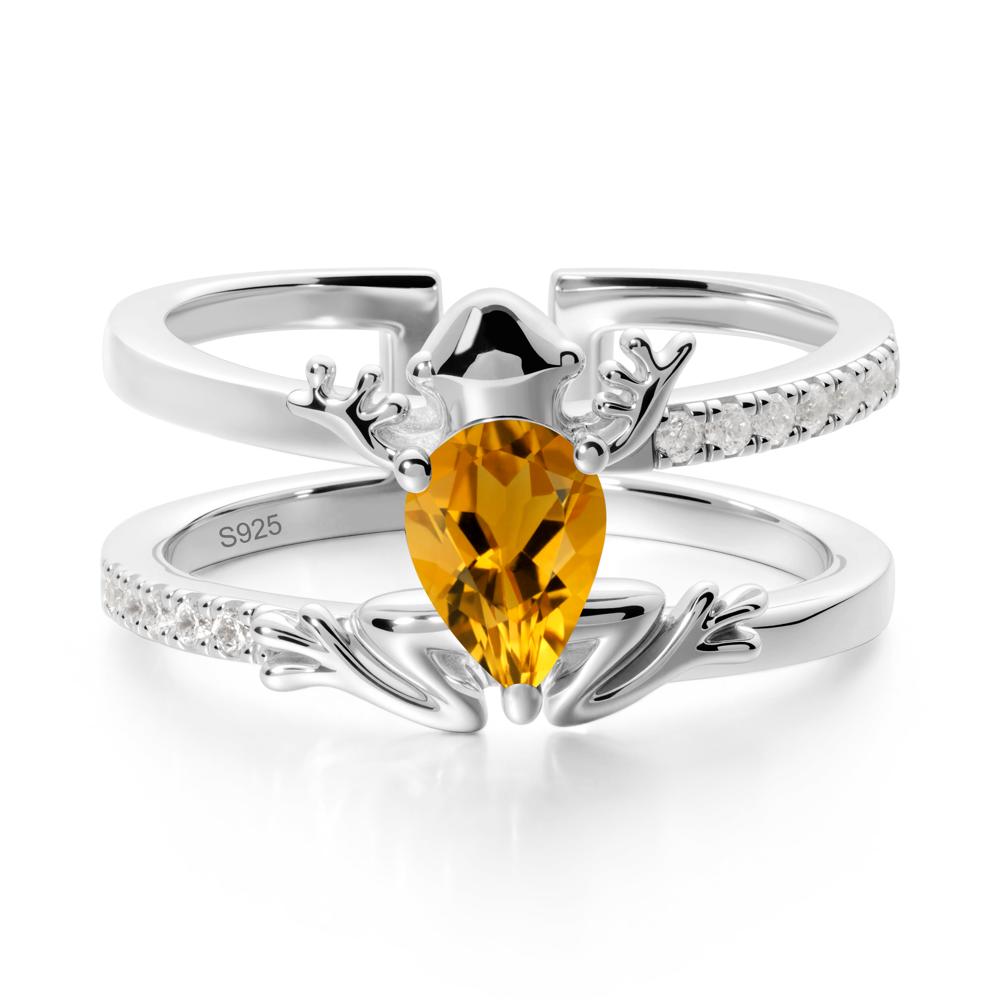 Citrine Frog Double Band Ring - LUO Jewelry #metal_sterling silver