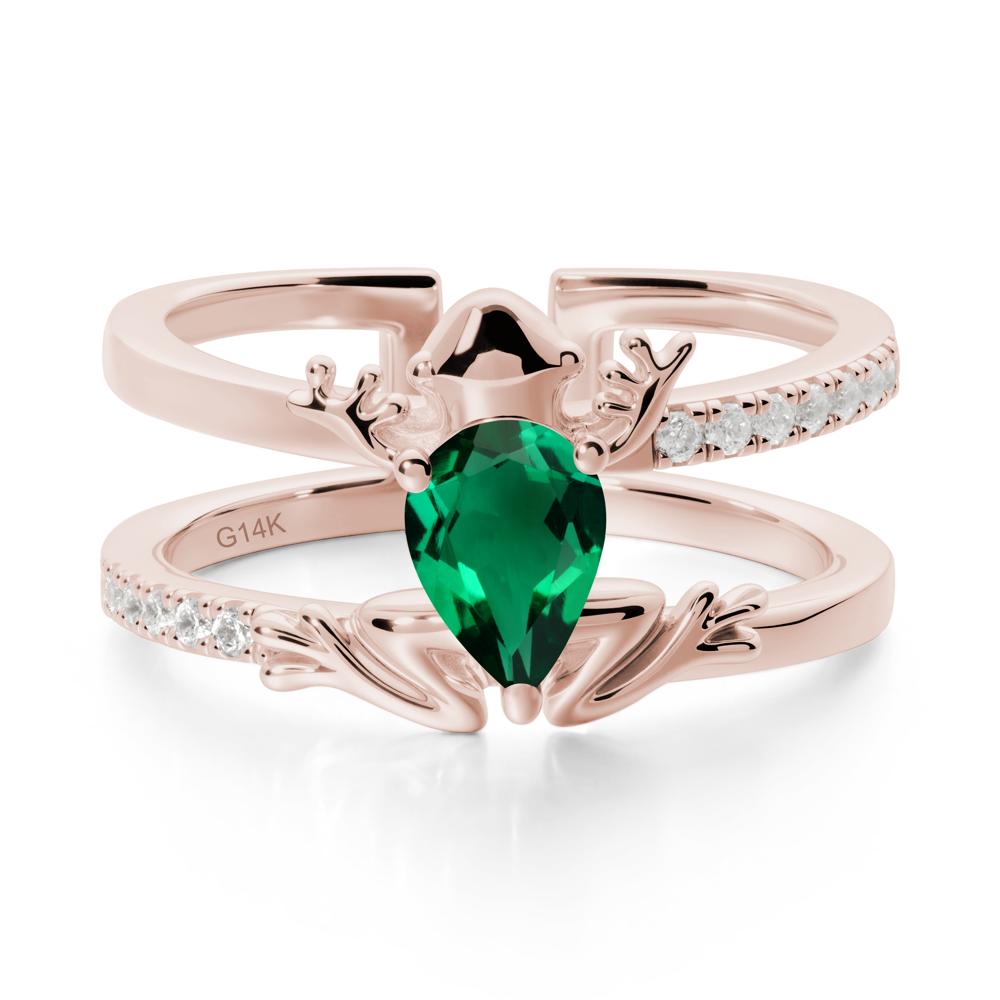 Emerald Frog Double Band Ring - LUO Jewelry #metal_14k rose gold
