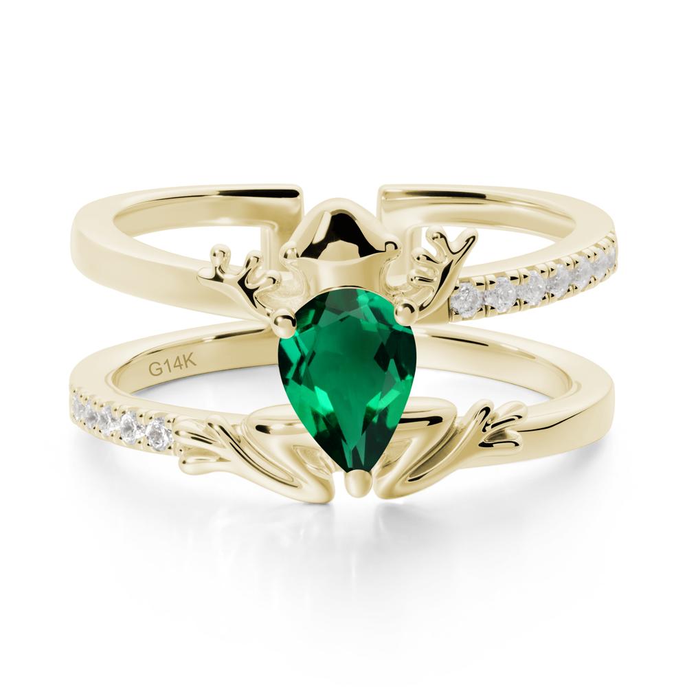 Emerald Frog Double Band Ring - LUO Jewelry #metal_14k yellow gold