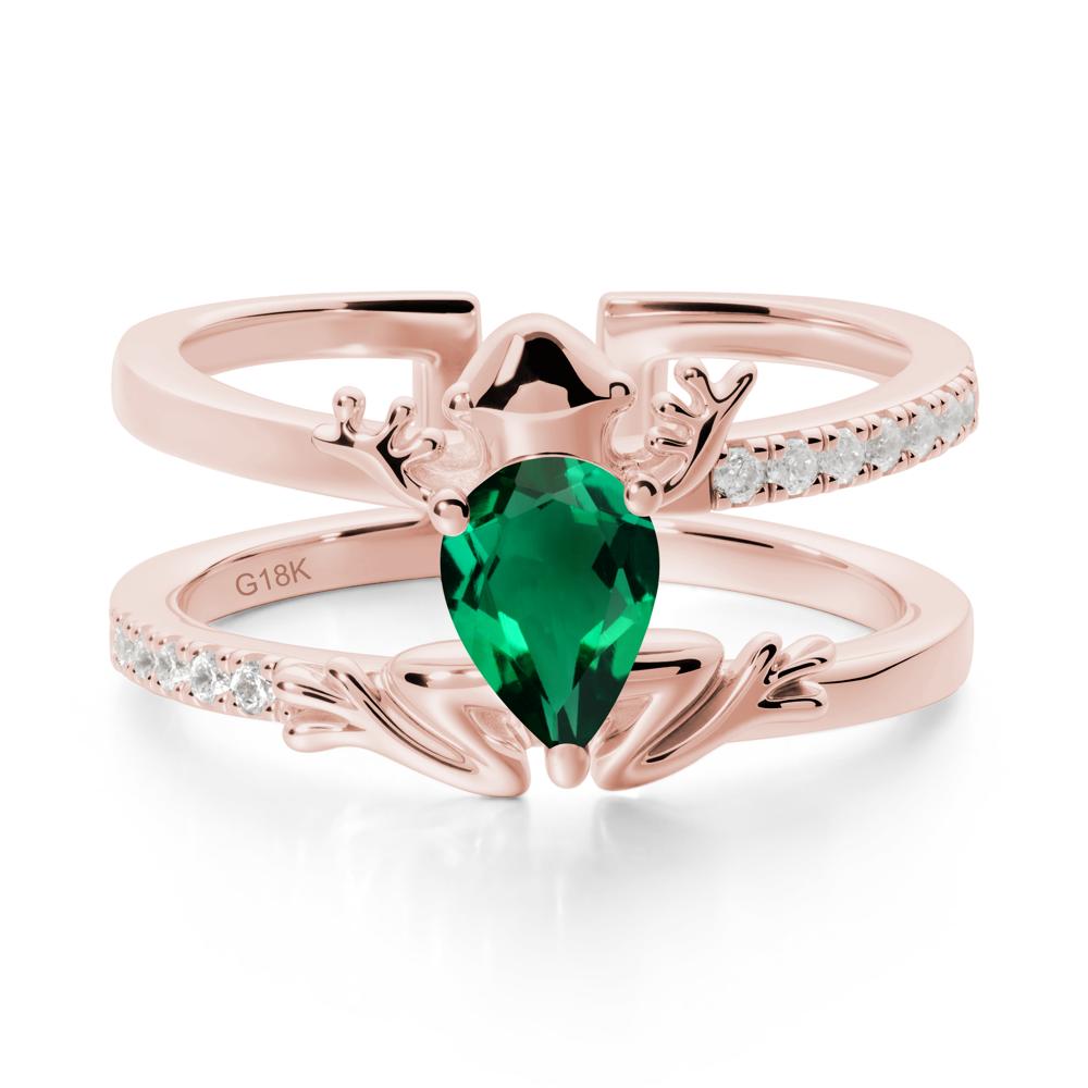 Emerald Frog Double Band Ring - LUO Jewelry #metal_18k rose gold