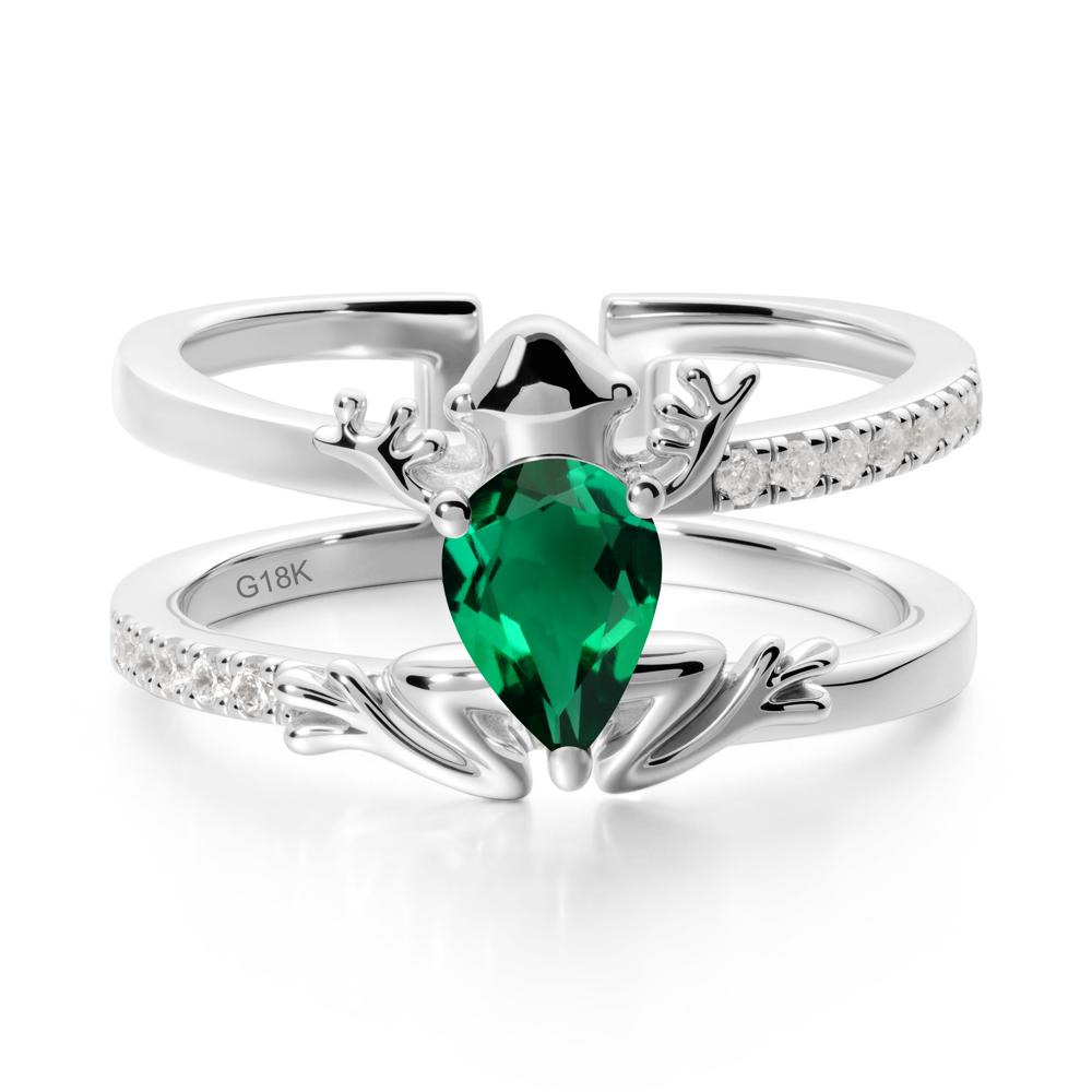 Emerald Frog Double Band Ring - LUO Jewelry #metal_18k white gold