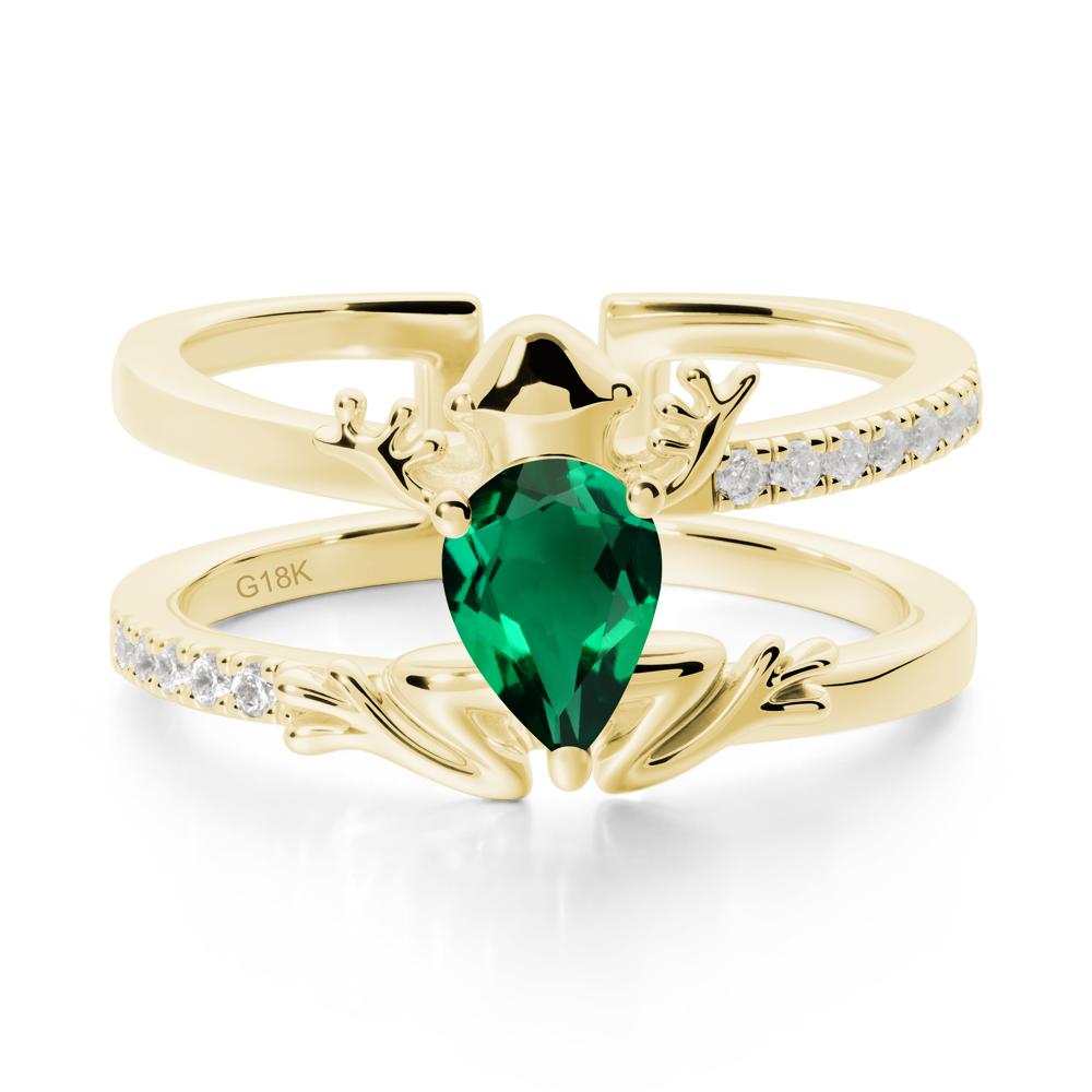 Emerald Frog Double Band Ring - LUO Jewelry #metal_18k yellow gold