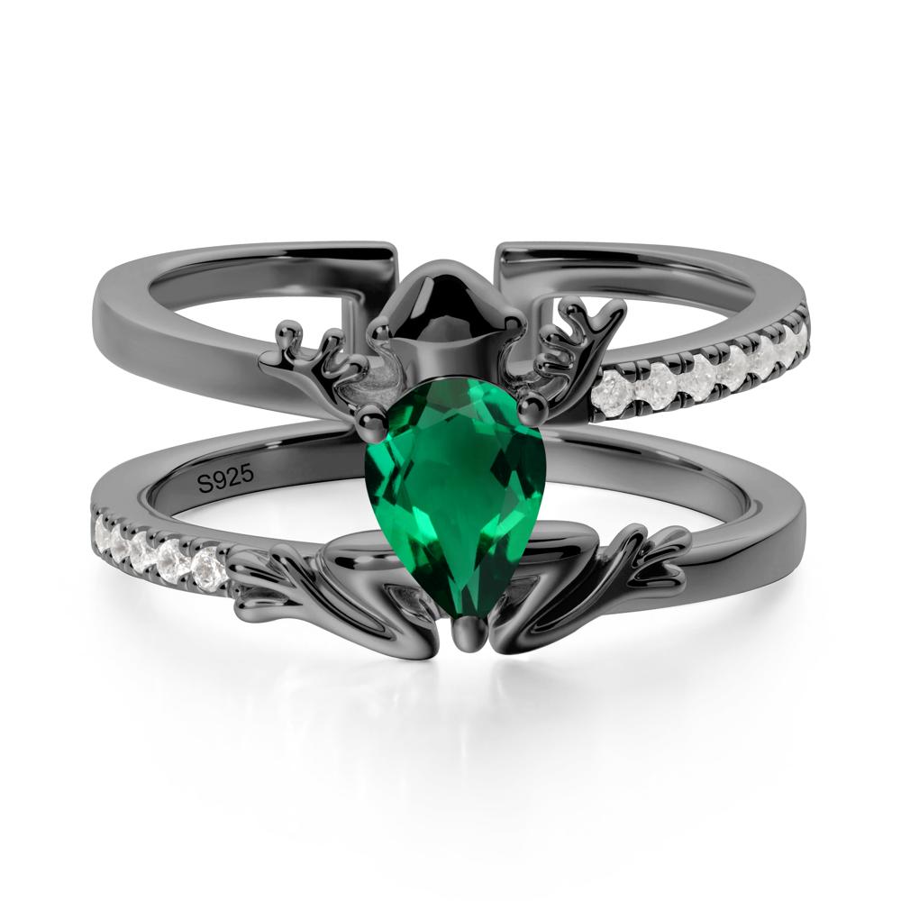 Emerald Frog Double Band Ring - LUO Jewelry #metal_black finish sterling silver
