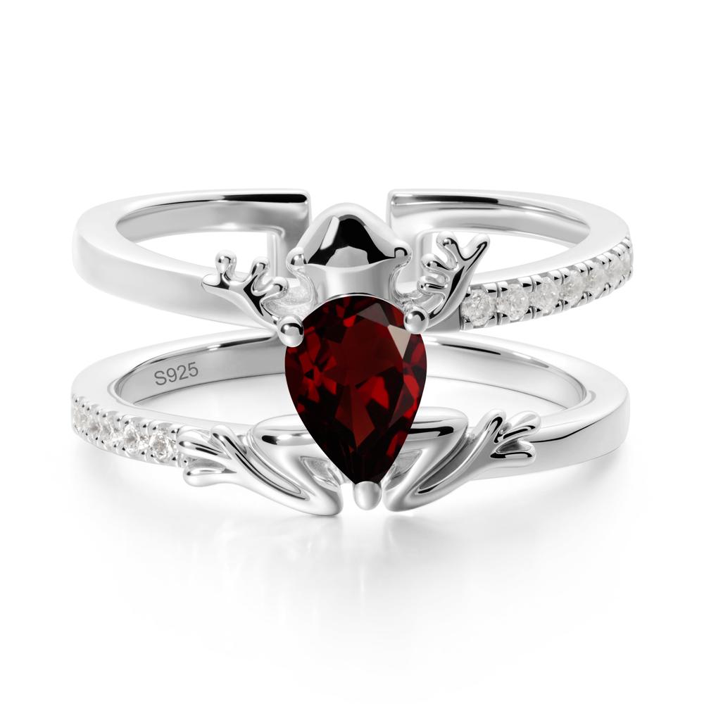 Pear Shaped Garnet Frog Open Ring - LUO Jewelry #metal_sterling silver
