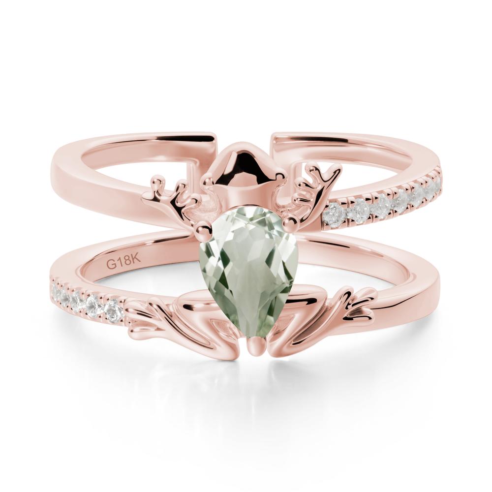 Green Amethyst Frog Double Band Ring - LUO Jewelry #metal_18k rose gold