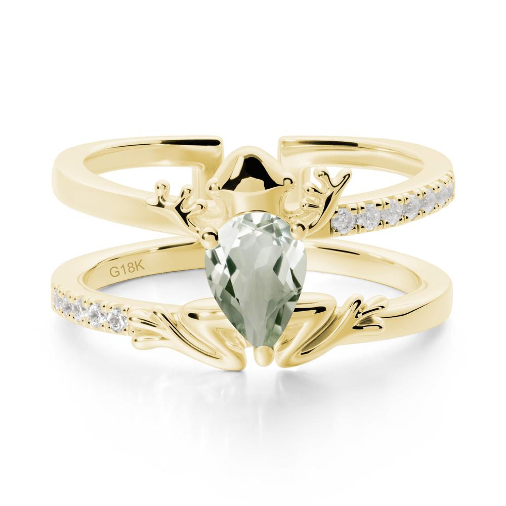 Green Amethyst Frog Double Band Ring - LUO Jewelry #metal_18k yellow gold