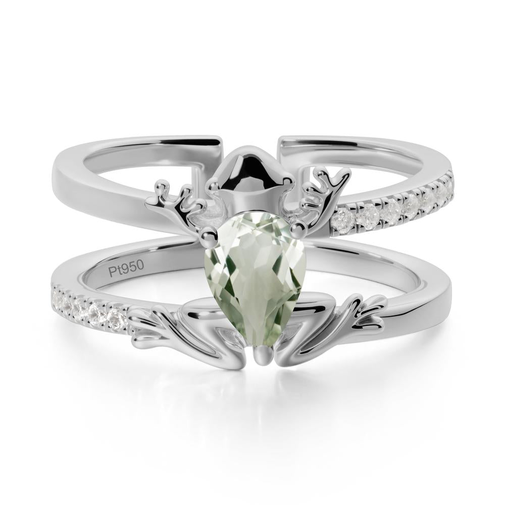 Green Amethyst Frog Double Band Ring - LUO Jewelry #metal_platinum