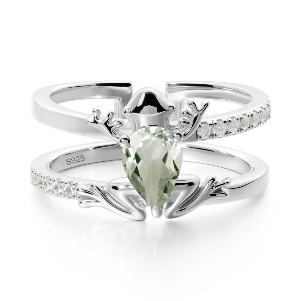 Green Amethyst Frog Double Band Ring - LUO Jewelry #metal_sterling silver