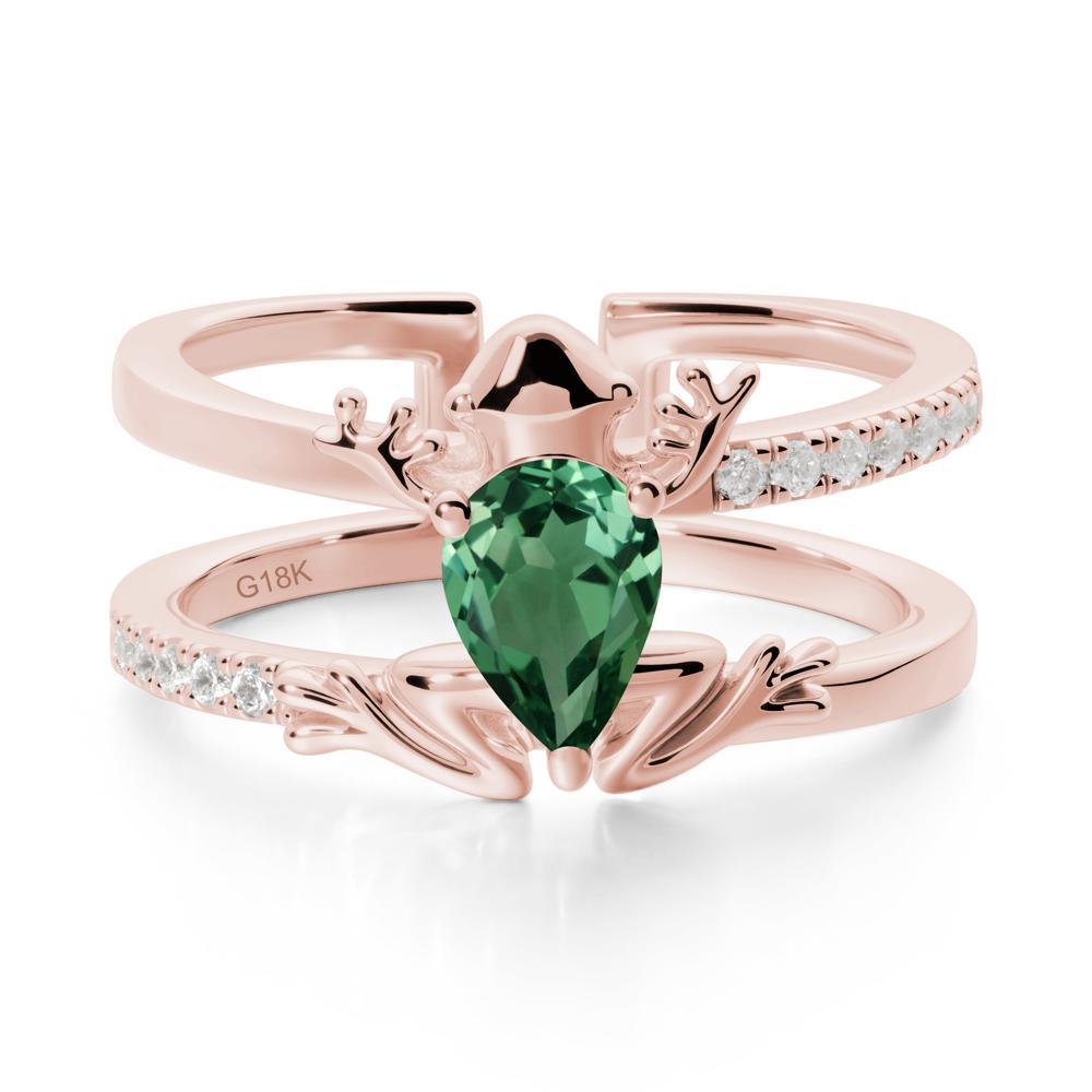 Pear Shaped Green Sapphire Frog Open Ring - LUO Jewelry #metal_18k rose gold