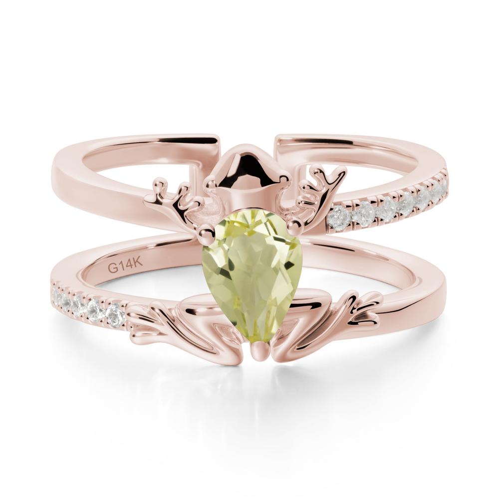 Lemon Quartz Frog Double Band Ring - LUO Jewelry #metal_14k rose gold