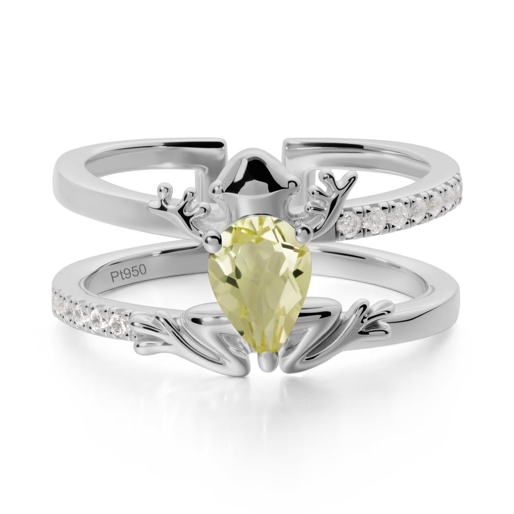 Lemon Quartz Frog Double Band Ring - LUO Jewelry #metal_platinum