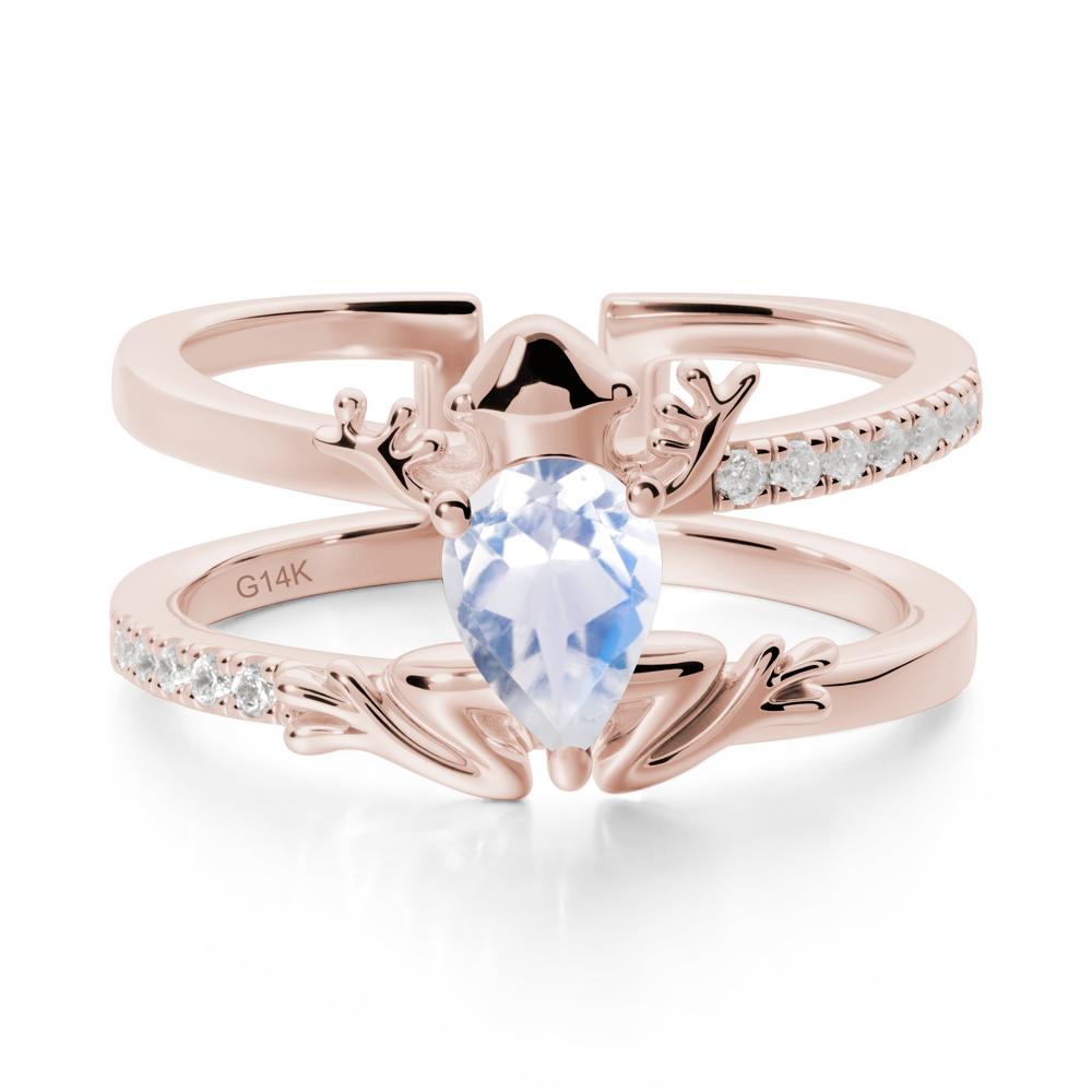 Moonstone Frog Double Band Ring - LUO Jewelry #metal_14k rose gold