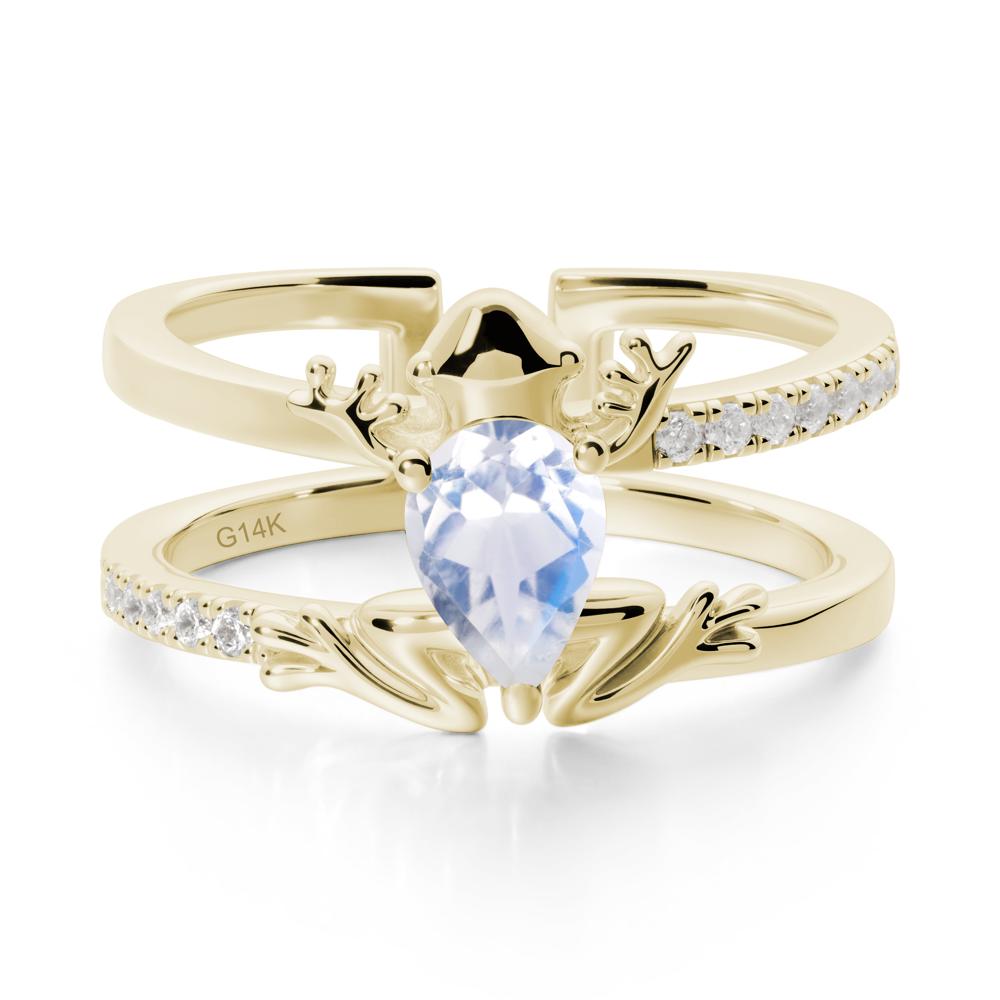 Moonstone Frog Double Band Ring - LUO Jewelry #metal_14k yellow gold